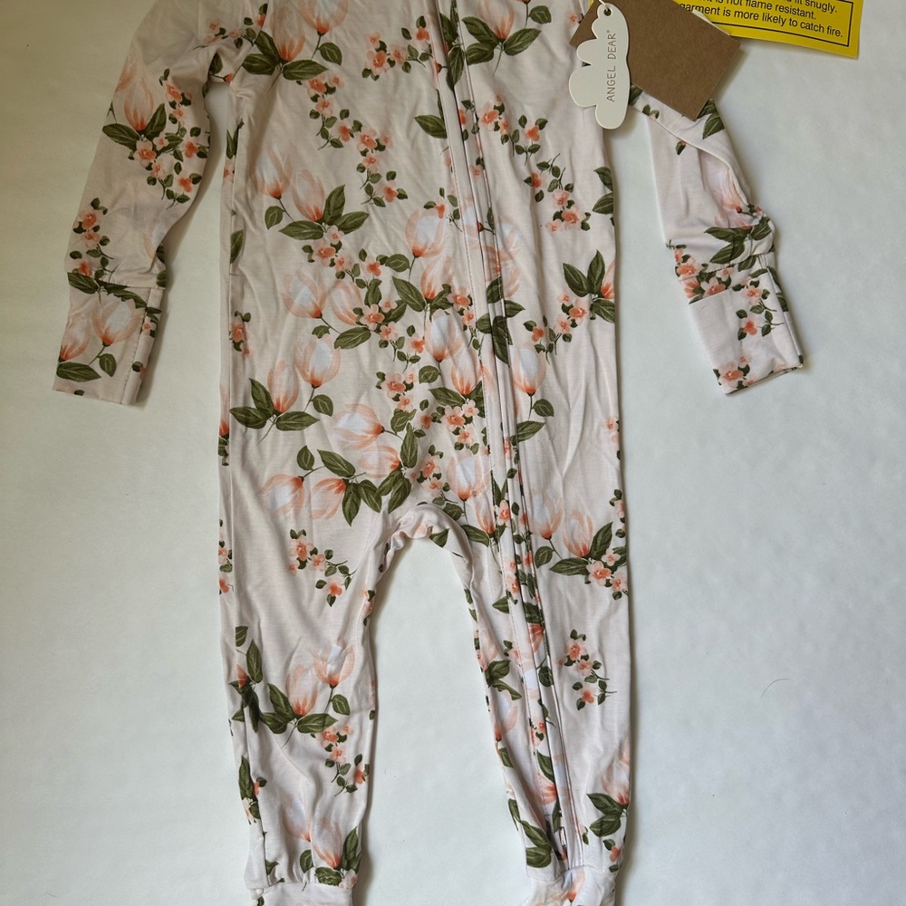 Angel Dear Pink Floral Kids Pajamas Footies